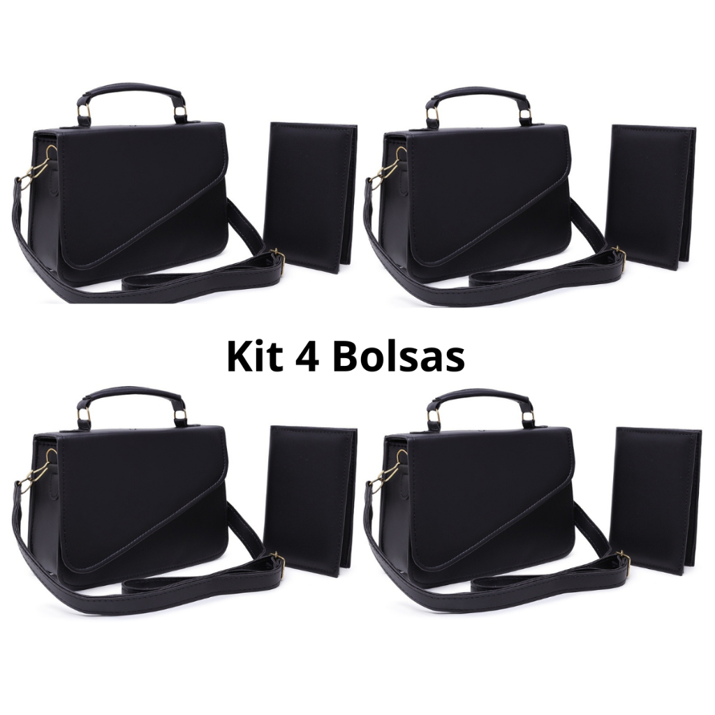 Kit 4 Bolsas Pequenas Femininas Com Porta Cartões Transversal Tira Colo