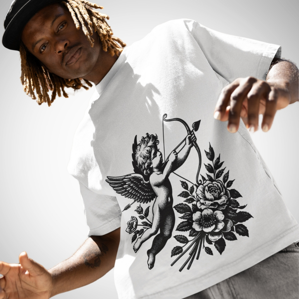 Ripfire Camiseta Oversized Masculino Feminino Streetwear Anjo Cupido Estampa Grande em Oferta na Shopee
