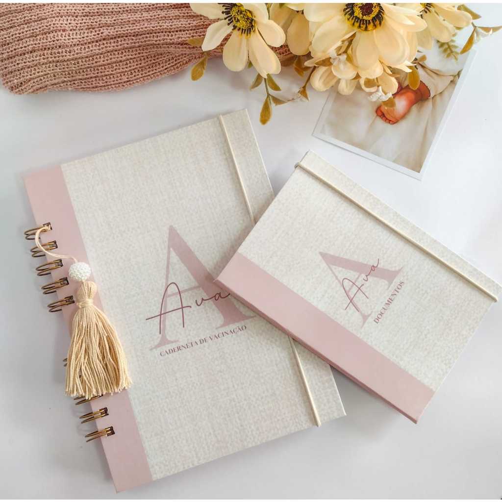 Kit Caderneta de vacina + Porta documentos personalizados em Oferta na Shopee