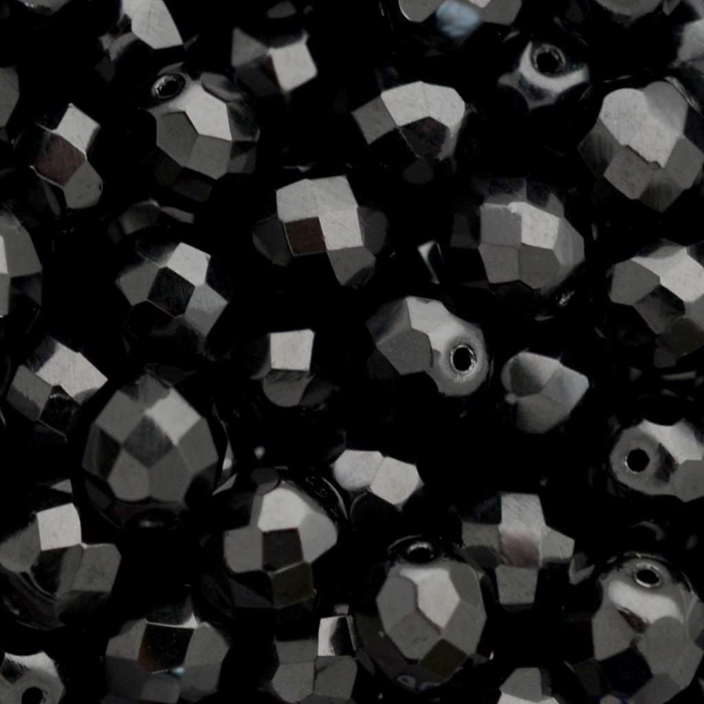 Cristal Conta Vidro Missanga Jablonex Preciosa 8mm - Preto - 50 Peças