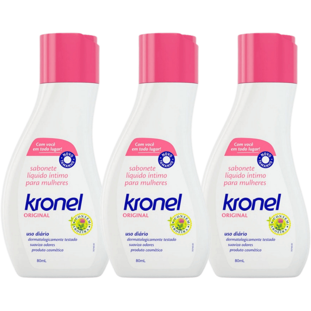 Kit 2 ou 3 Sabonete Íntimo Kronel Original 80mL – Aroeira e Aveia | Higiene Feminina
