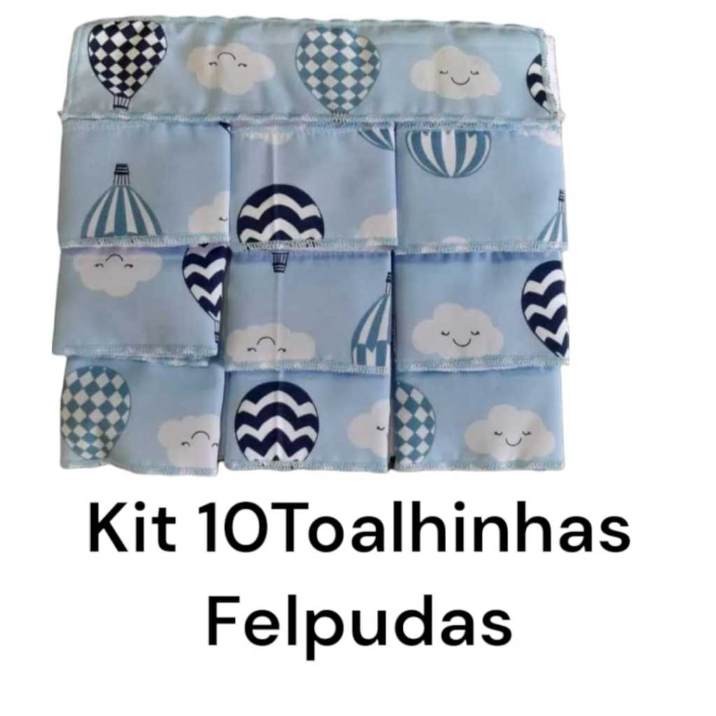 Kit Higiene Bebe Menino 10 Toalhinhas de Boca Felpuda