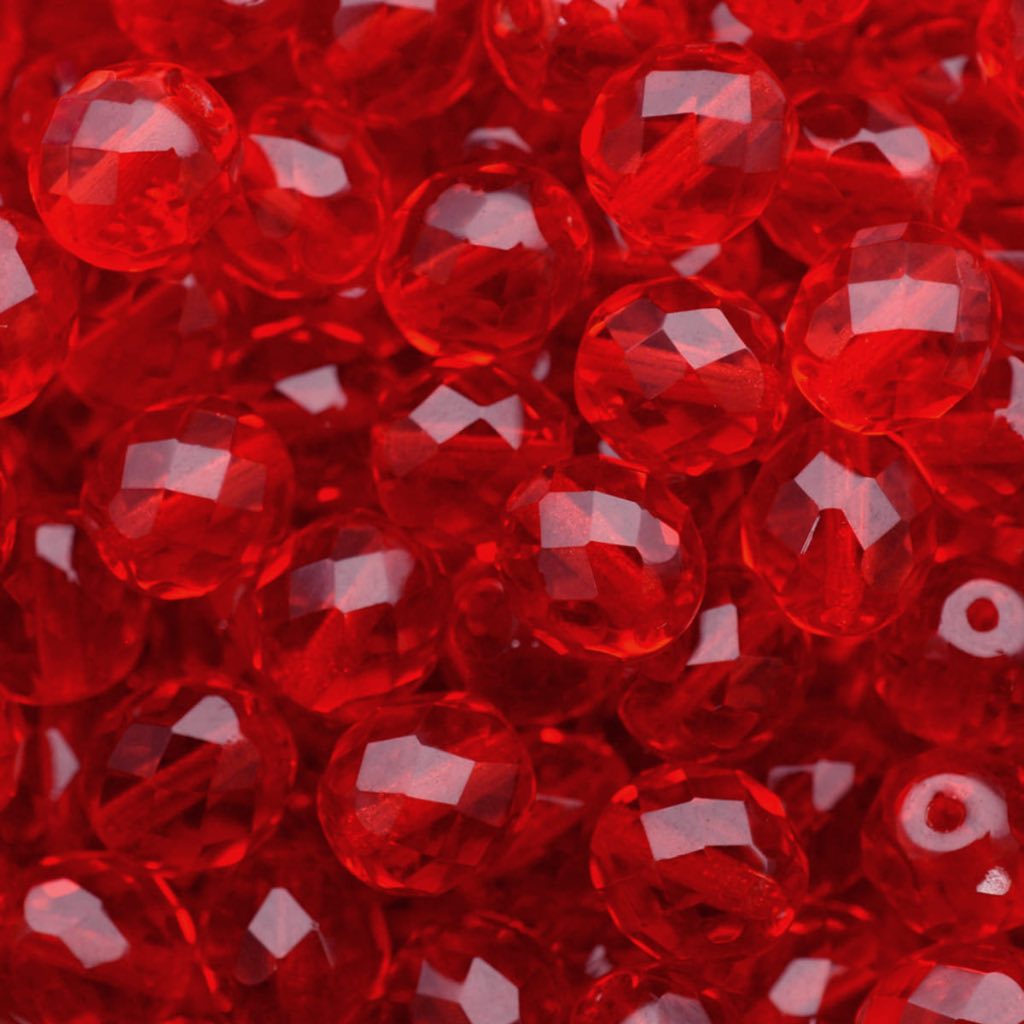 Cristal Conta Vidro Missanga Jablonex Preciosa 8mm - Vermelho Transparente - 50 Peças