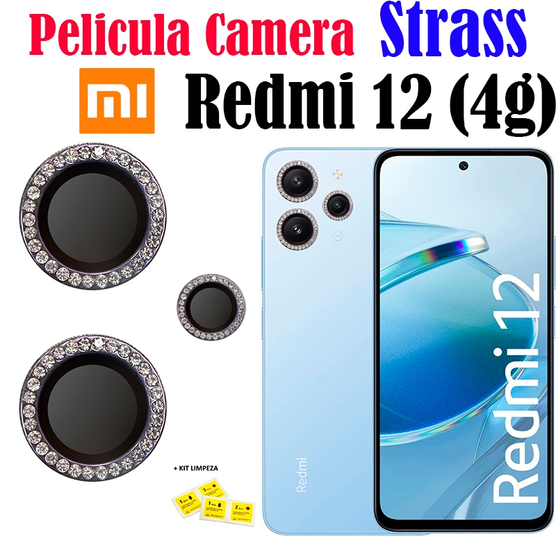 Kit (3 PCs)Película Câmera Diamonte REDMI 12 4G Protetor Da Lente Anti-Risco
