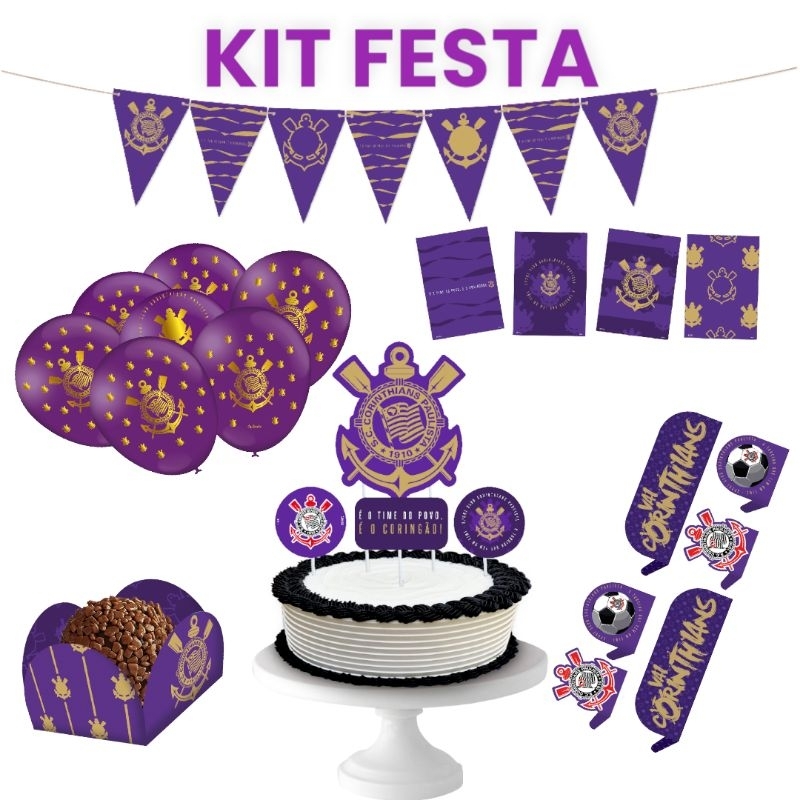 kit Festa De Aniversário Corinthians Roxo Oficial