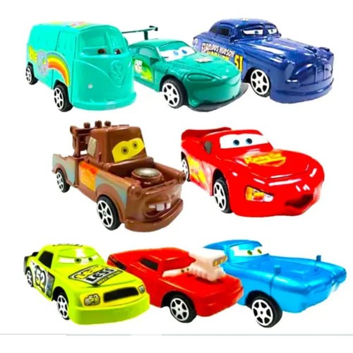 Kit Com 6/8 Carrinhos Fricção Filme Carros Relampago Mcqueen Brinquedo Infantil Presente
