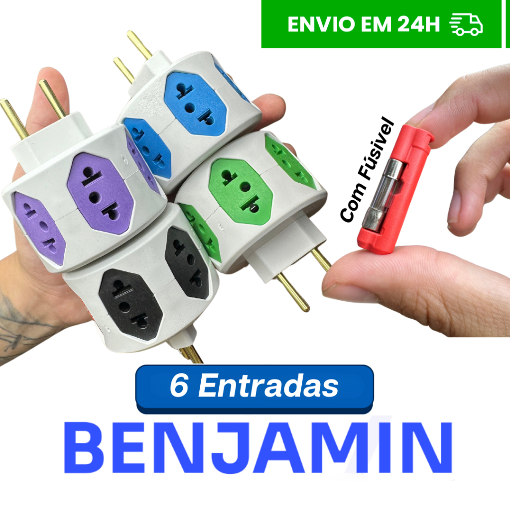 Adaptador de Tomada 6 Entradas 10A/20A Pino Maciço Resistente Com Fusível Tomadas Coloridas em Oferta na Shopee