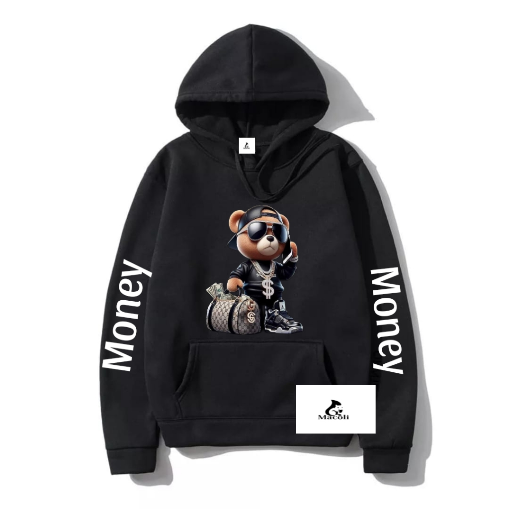 Moletom Canguru Urso Money Streetwear Blusa Inverno Casaco