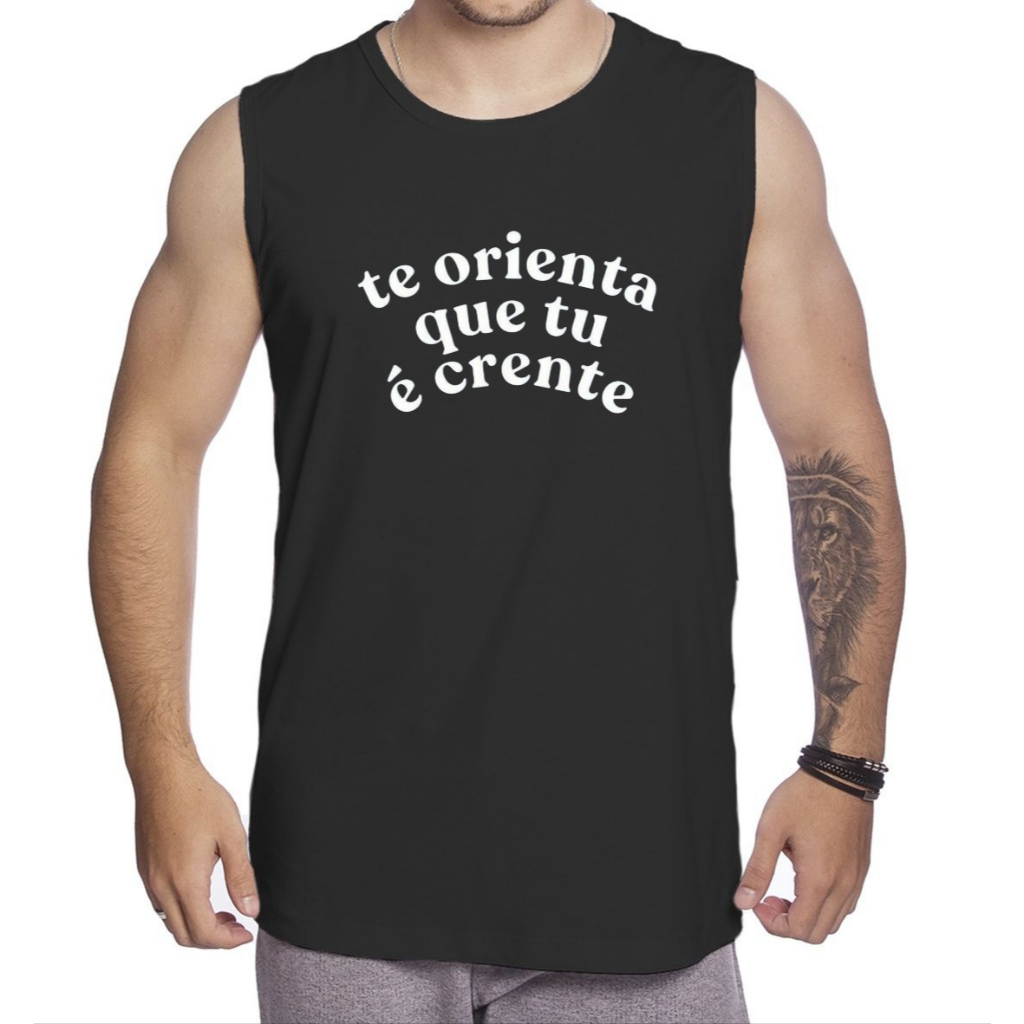 Regata Masculina Crente frase Engraçada Camiseta Cavada