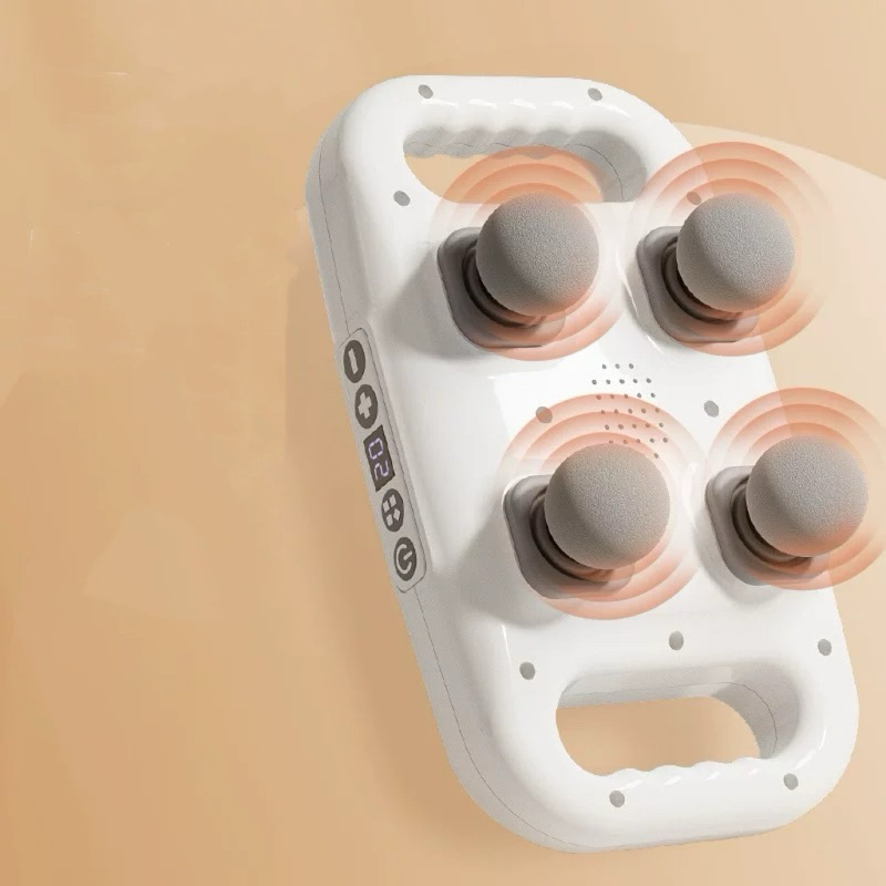 Massageador com 4 cabeças Pistola de massagem elétrica, massageador de tecidos profundos