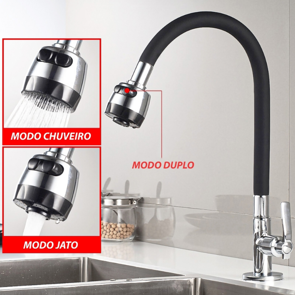 Torneira Y049 Gourmet Pia Cozinha Com Extensor Flexível Misturador Monocomando Pull Down Ducha Spray Arejador Articulado BM-A692