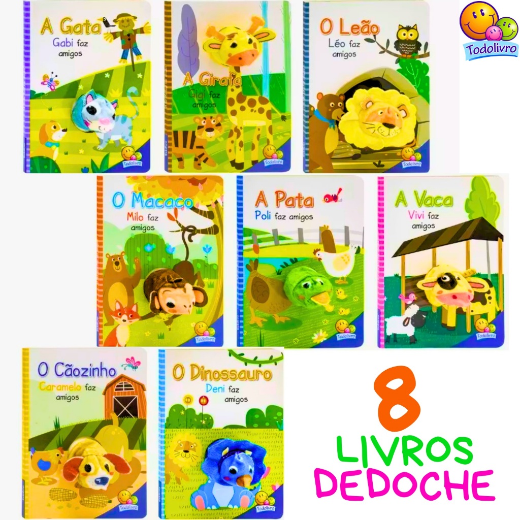 Coleção Com 8 Livros Com Fantoche De Dedo "Dedoche" Amigos Animais | Todolivro