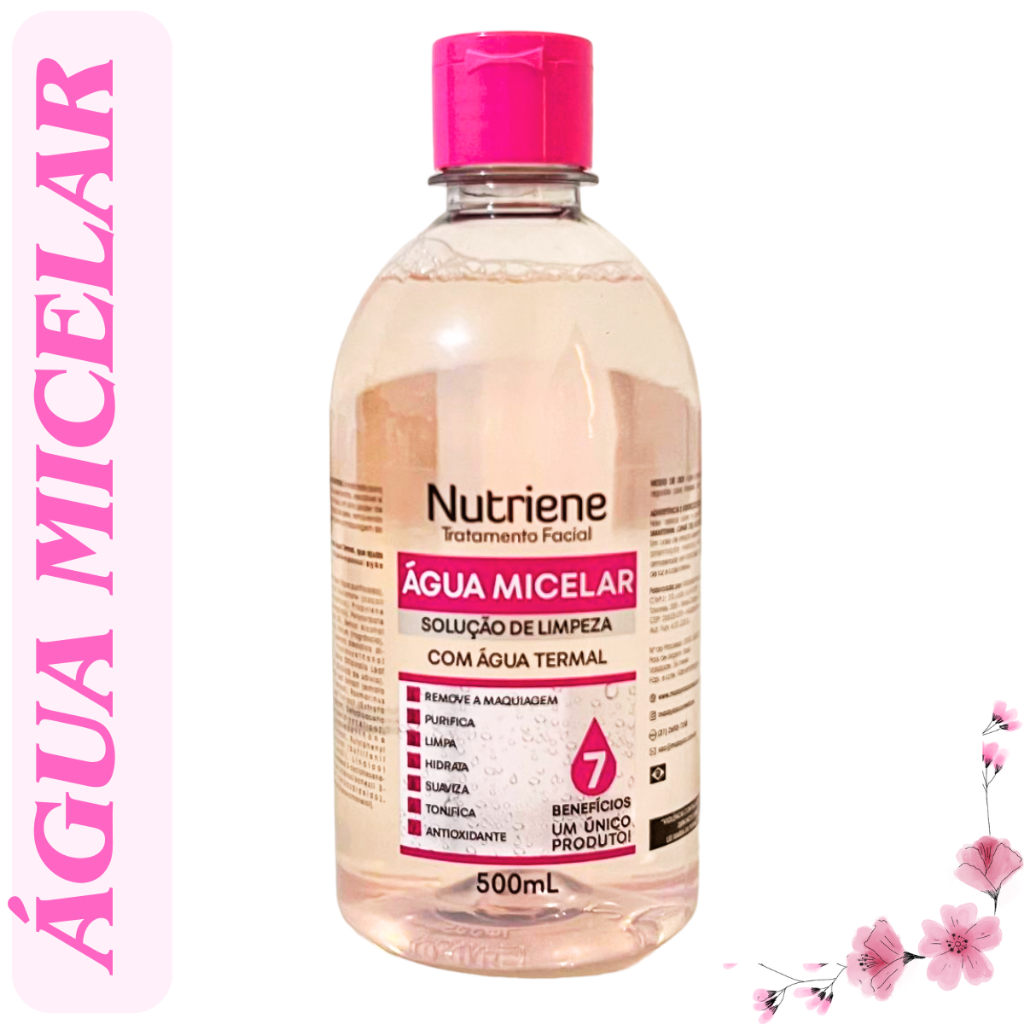 Removedor de Maquiagem Limpeza Facial Água Micelar Nutriene 500ml