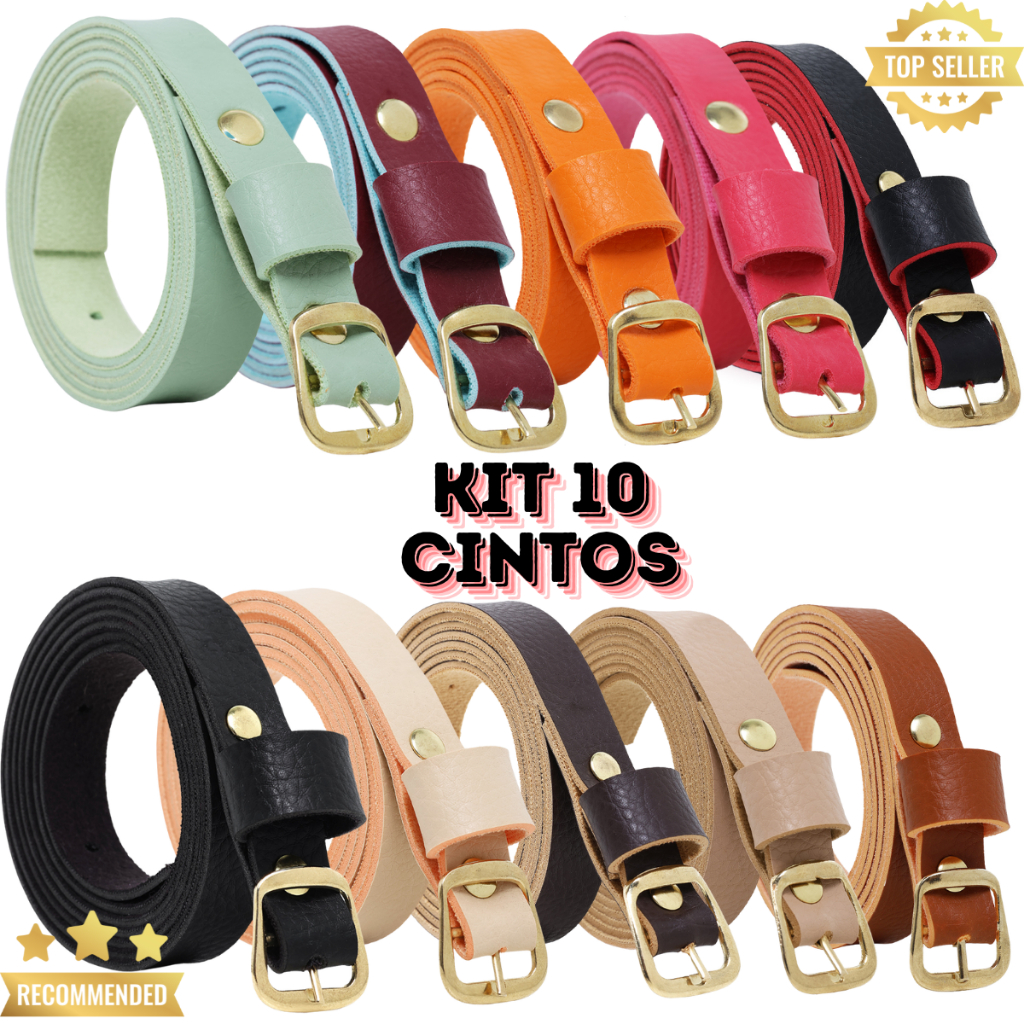Super Kit 10 cinto fino feminino Varias cores