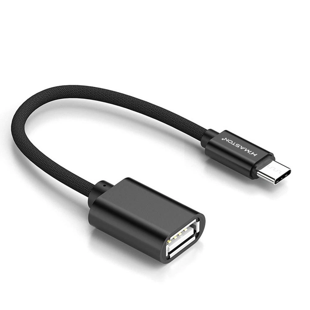 Cabo OTG Adaptador Tipo-C V8 USB 3.0 Pendrive para Celular Tablet Mp3 Preto HZ-167/168