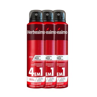 Kit 3 unid - Desodorante Aerosol Antitranspirante Herbíssimo Volcano 150Ml em Oferta na Shopee