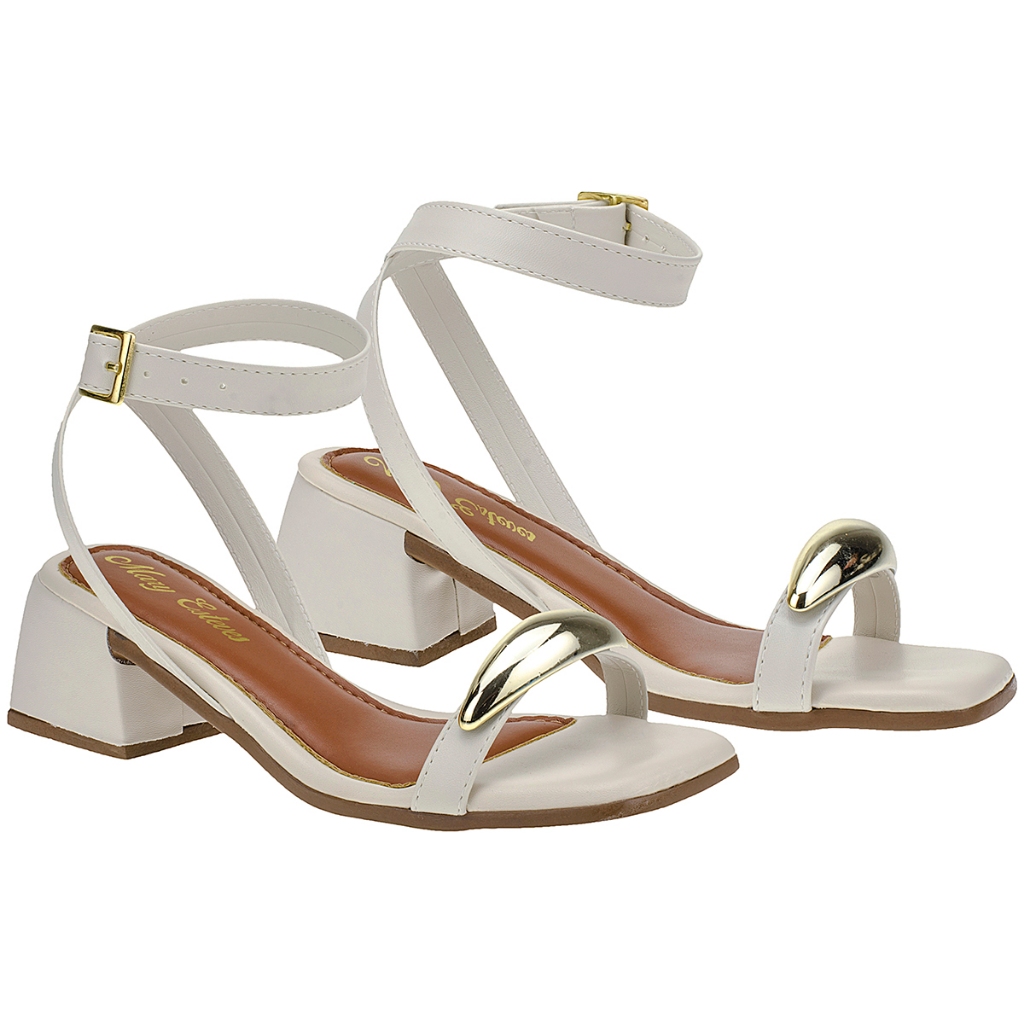 Sandália Feminina Salto Bloco Quadrado 5 cm Casual Clássica Confortável