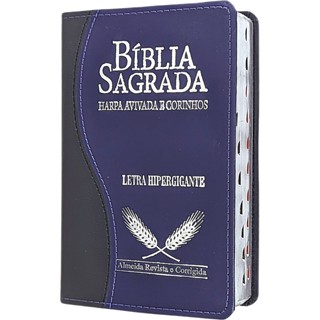 Bíblia Sagrada Masculina Hiper Gigante Com harpa, Revista Corrigida Azul em Oferta na Shopee