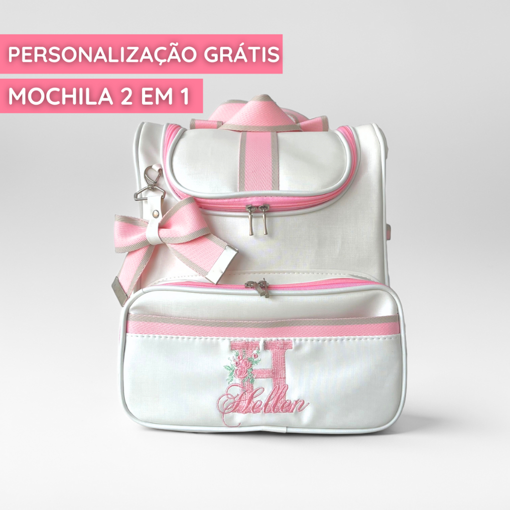 Mochila PERSONALIZADA com nome 2 em 1 para mãe e bebê menino / menina Multifuncional