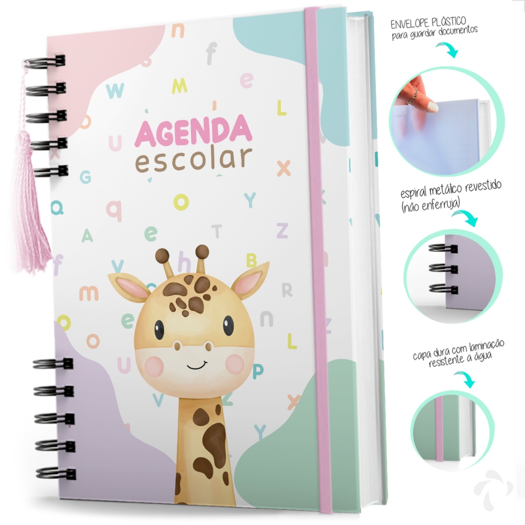 Nisti Print Agenda Creche Infantil Capa Dura Minha Rotina Menina Girafa em Oferta na Shopee