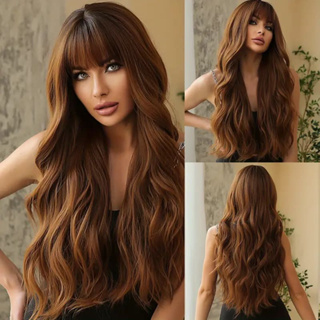 Peruca Lace Wig Longa Ondulado Com Franja Bio Fibra 60cm 250g Top Hair RALE em Oferta na Shopee