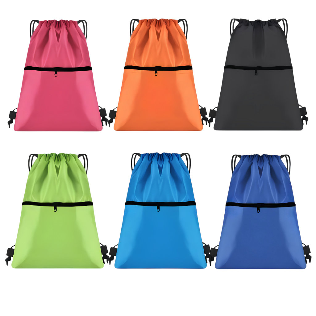 Saco Mochila Esportiva De Nylon Academia Simples Zíper Cores