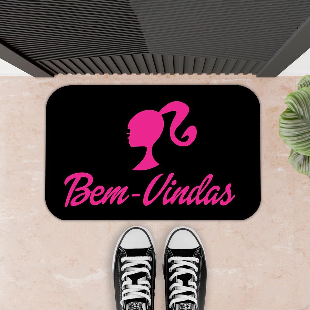 Tapete Decorativo Para Porta, banheiro, sala e entrada, Antiderrapante Borracha Engraçado - 34X60  - 2mm - BARBIE
