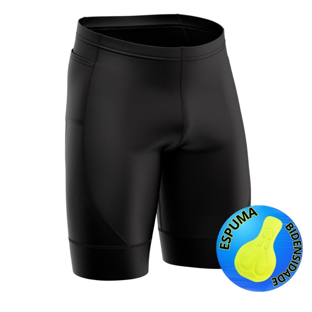Bermuda de Ciclismo Masculina Almofadada Alta Densidade Com Dois Bolsos Forro De Espuma