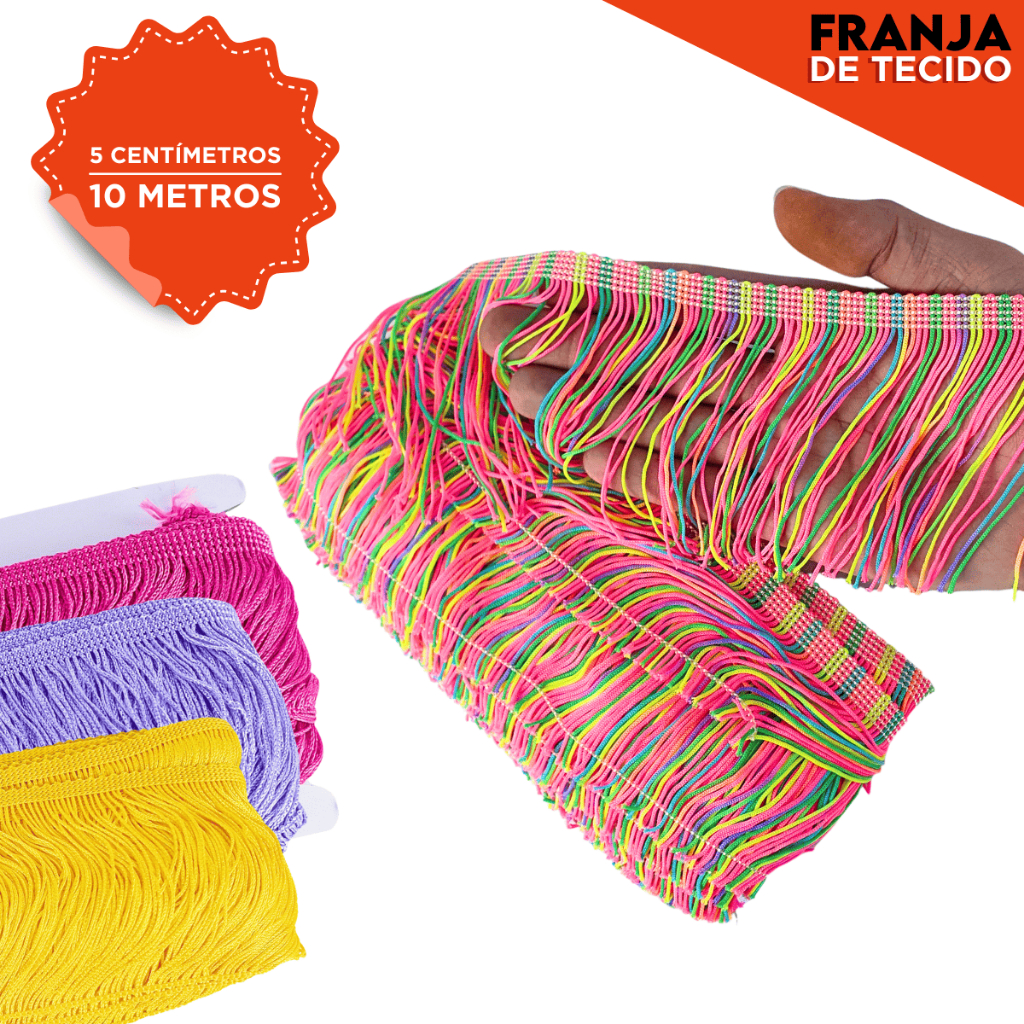 Franja De Tecido 10 Cm  - Diversas Cores Rolo Com 10 Metros - Nybc em Oferta na Shopee