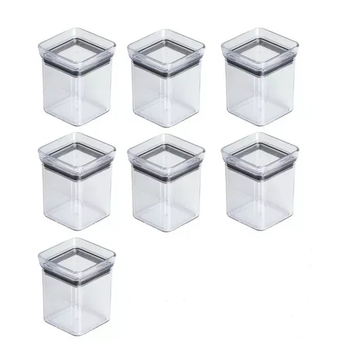 Conjunto Porta Condimentos Tempero 7 Peças Mini Pote 180ml Hermético P/ Cozinha