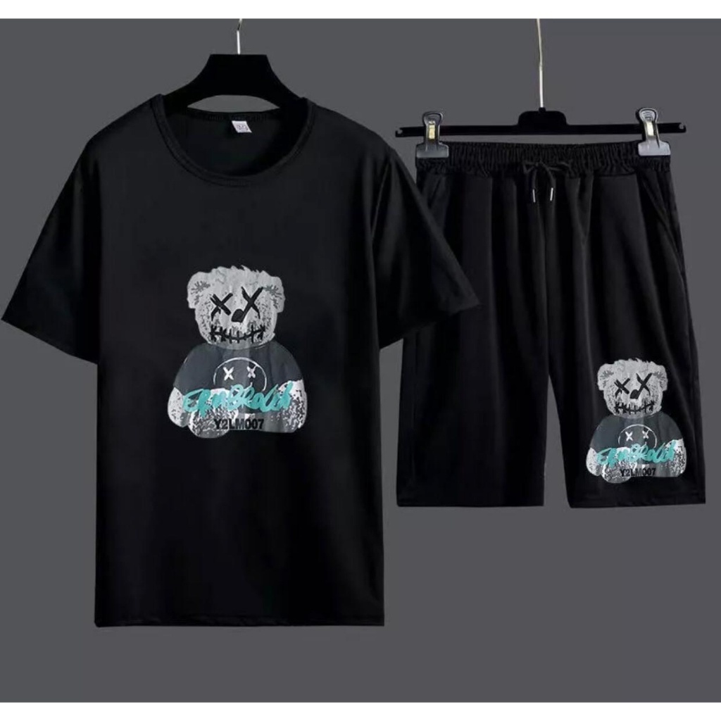 Conjunto Kit Camisa 100% Algodão + Bermuda + RELOGIO DIGITAL Estampado Alta Qualidade Urso Dre Lançamento!