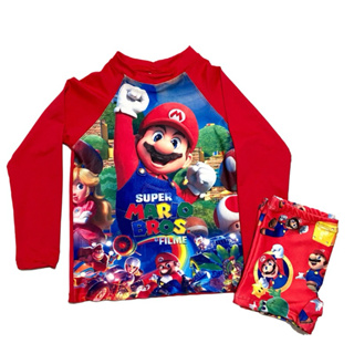 Conjunto Infantil Super Mario Bros Proteção Solar Uv50 Menino Praia em Oferta na Shopee