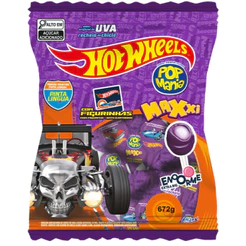 Pirulito Pop Mania Maxxi Hot Wheels Uva C/24 Unidades - Riclan