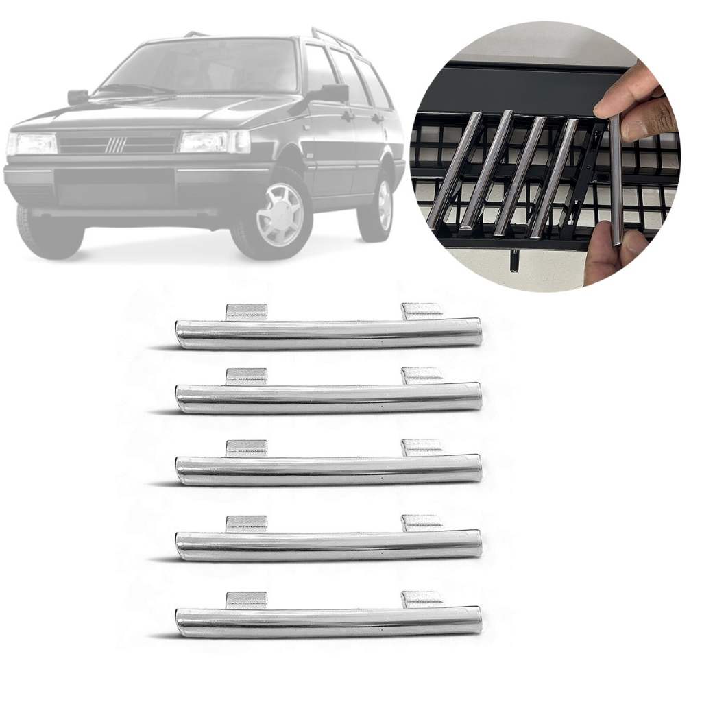 Friso Cromado Acabamento Emblema 5 Filetes Grade Uno / Fiorino / Elba / Premio 1991 a 1999 em Oferta na Shopee