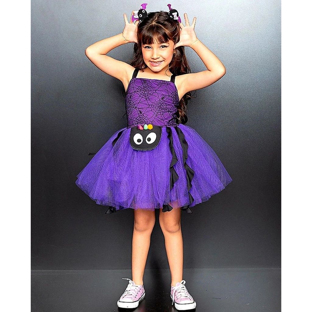 Fantasia Vestido Bruxinha Dona Aranha - Halloween