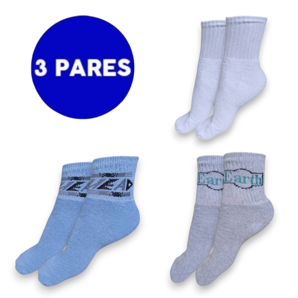 Kit 3 Meia Masculina Adulta Estampada Dia a Dia Neutra Conforto 39 a 43