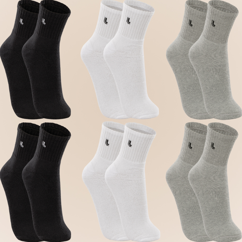 Kit Com 6 Pares De Meias Lupo Sport Cano Médio Esportiva Adulto Em Algodão