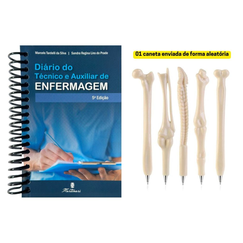 Livro Diário Técnico de Enfermagem + Caneta Osso