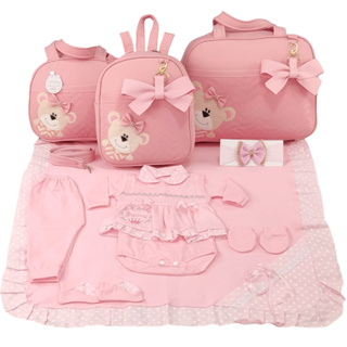 Kit Bolsa Maternidade Menina Varias Cores Urso + Saida Maternidade. em Oferta na Shopee