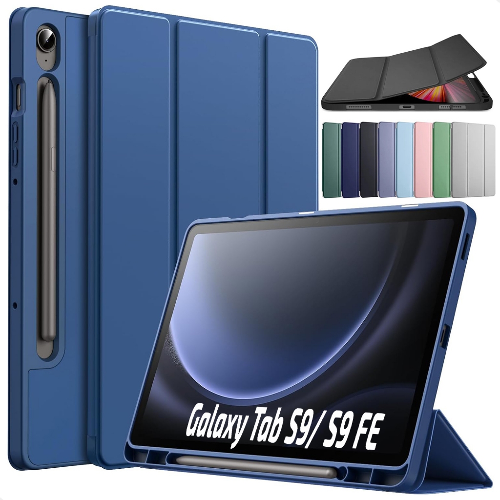 Capa Case Para Samsung Galaxy Tab S9/ S9 Fe Com Suporte De Caneta Flip Slim