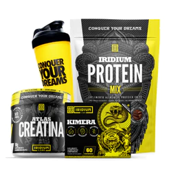 Kit Iridium Whey Protein Mix e Kimera Thermo e Creatina 90g e Coqueteleira Copo Único