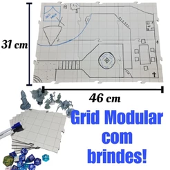 Grid Modular Riscável RPG e boardgame, dados, miniatura, cenário, d&d, ded, roleplay