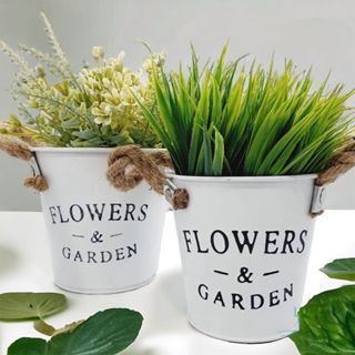 Vaso Branco De Metal Garden Cachepot Com Alça Para Plantas e Flores em Oferta na Shopee
