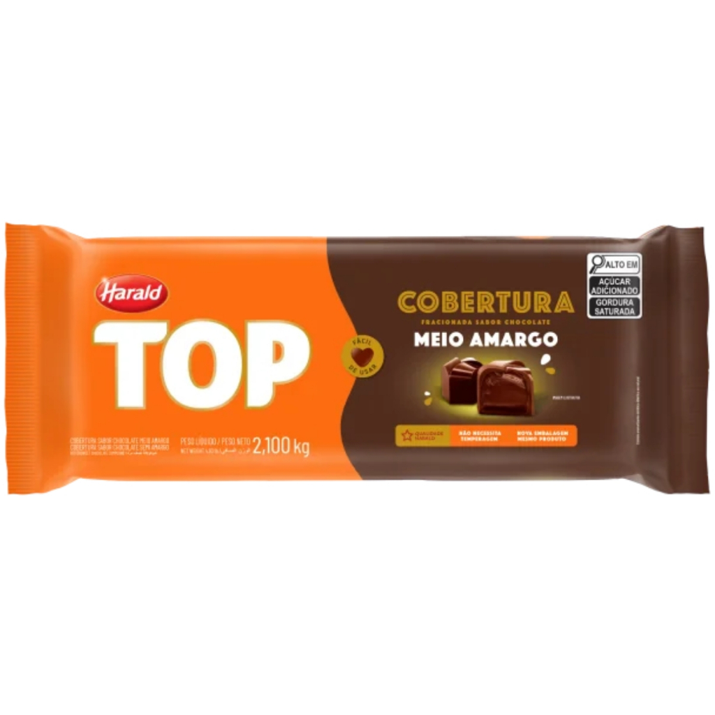 Cobertura Top Chocolate Meio Amargo em Barra 2,100kg Harald