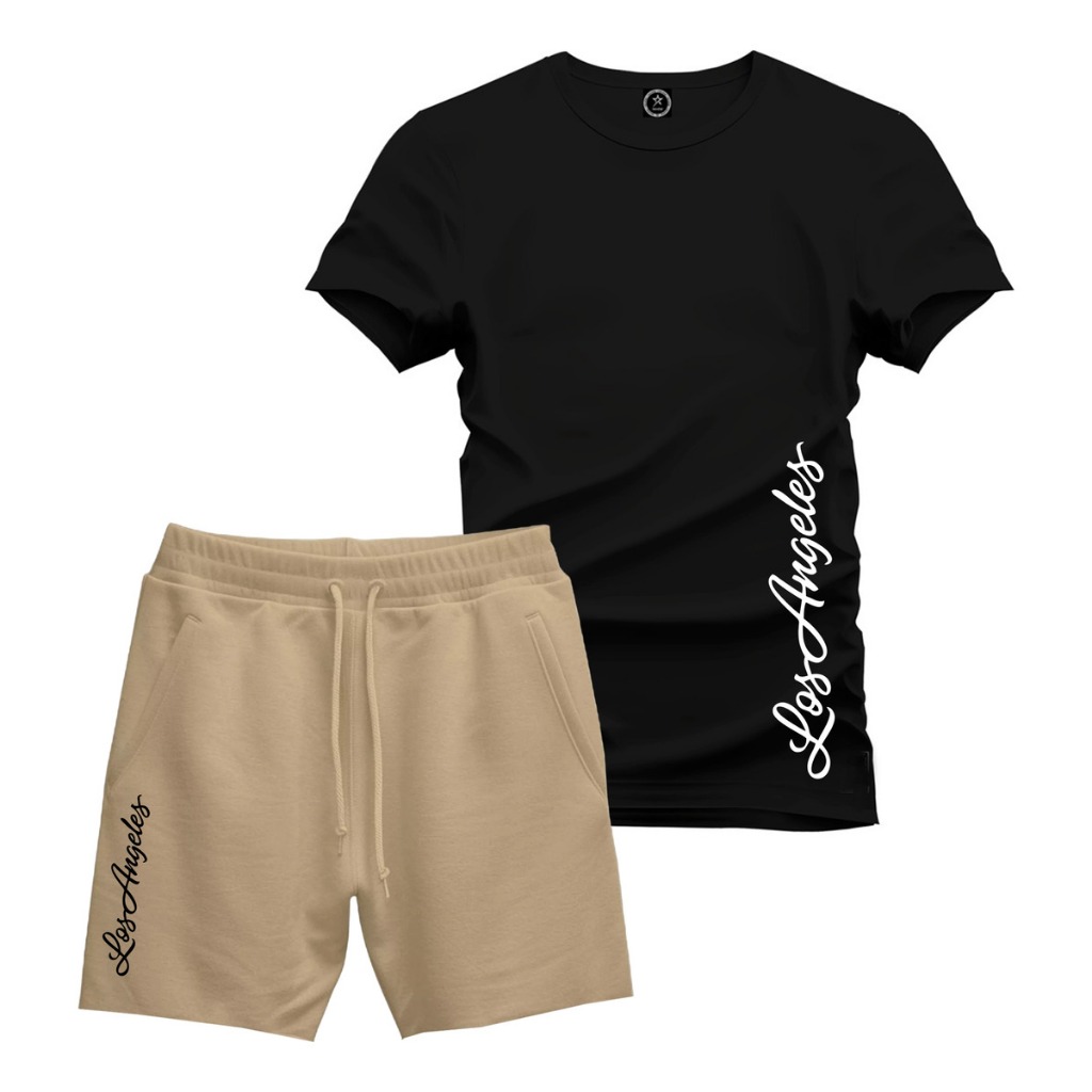 Conjunto Masculino Kit Camisa Short Moletom Los Angeles Lançamento