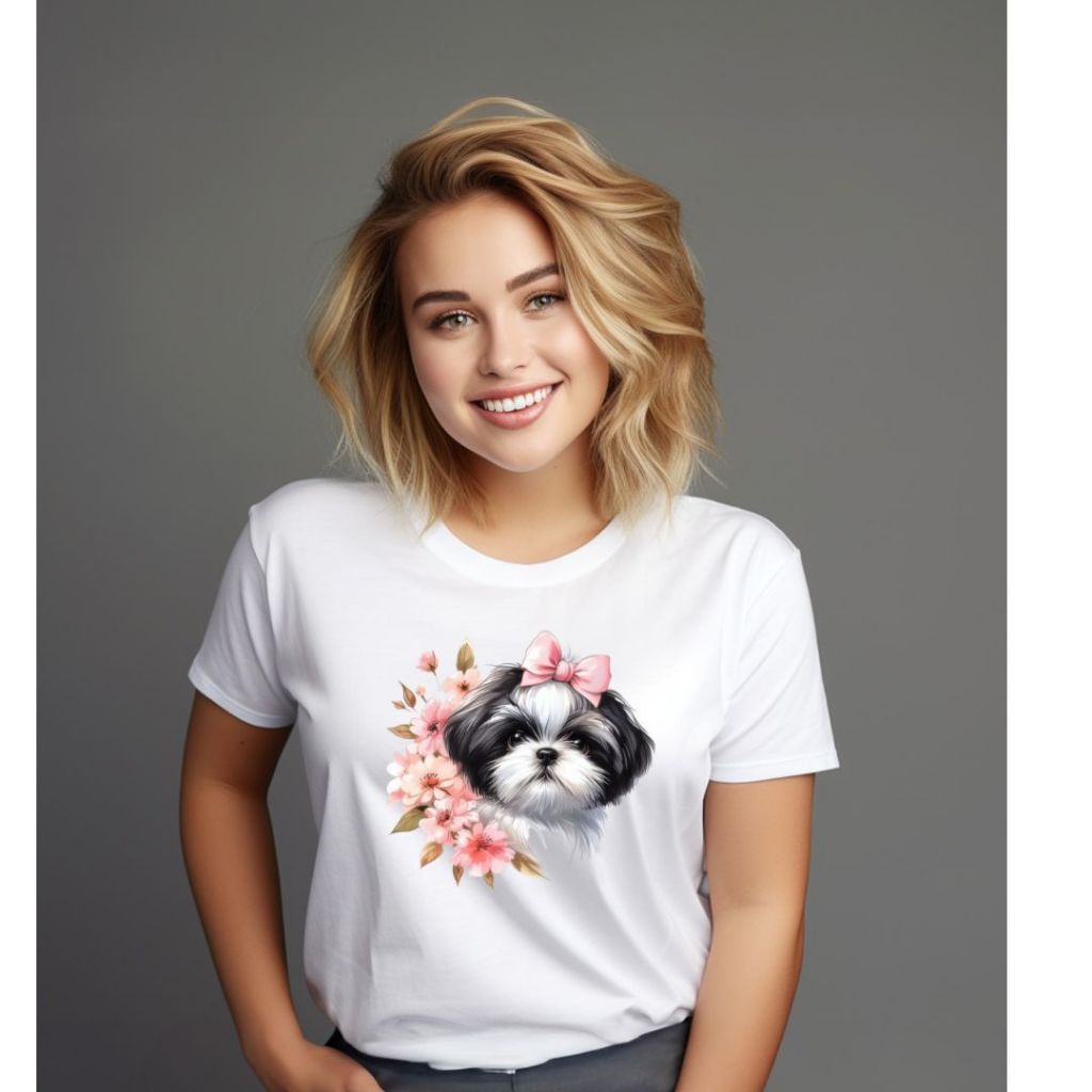 Baby Look Blusinha Feminina 100% Algodão Love Dogs Pug Shih Tzu Yorkshire Lulu