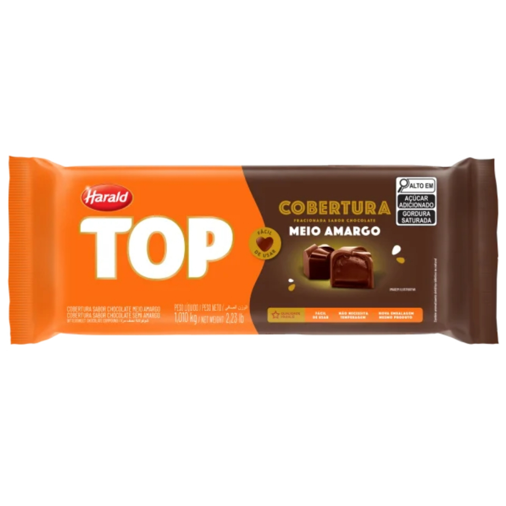 Cobertura Top Chocolate Meio Amargo em Barra 1,01kg Harald