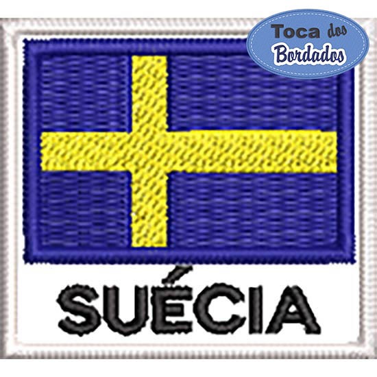 Patch Bordado Bandeira Suécia 4,5x5 cm Cód.BDN17