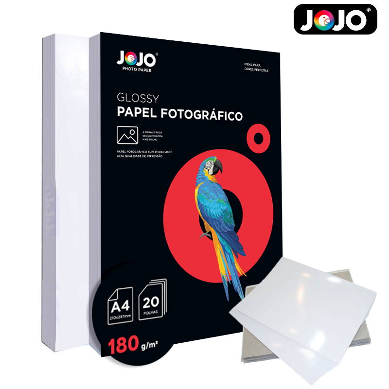 500 FOLHAS PAPEL FOTOGRÁFICO GLOSSY A4 180G SUPER BRILHANTE JOJO — imagem 2 de 2