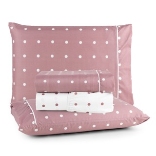 Jogo de Lençol 200 Fios Casal Queen King 04 Peças Grid Poa Toque Acetinado em Oferta na Shopee